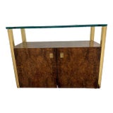 Century Furniture Mid Century Modern Burl & Glass Bar Cabinet For Sale