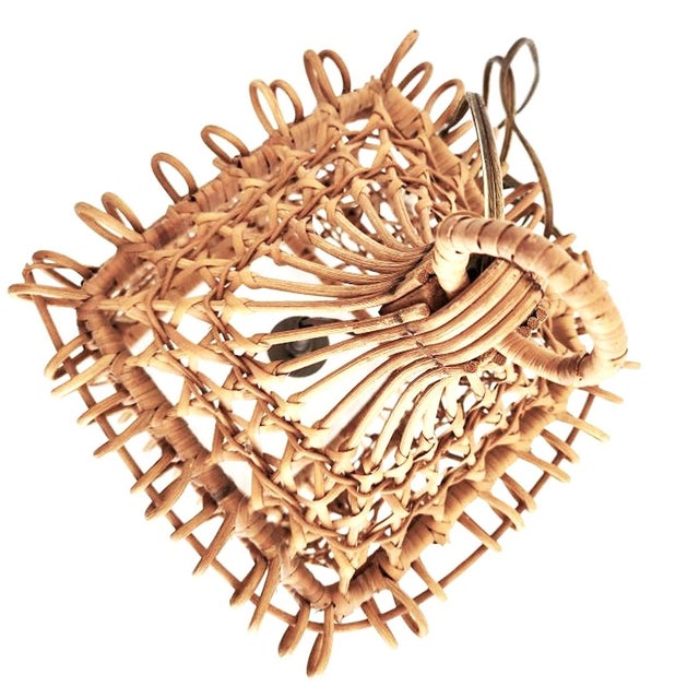 1960s Wicker Lantern Shaped Hanging Light For Sale - Image 9 of 9