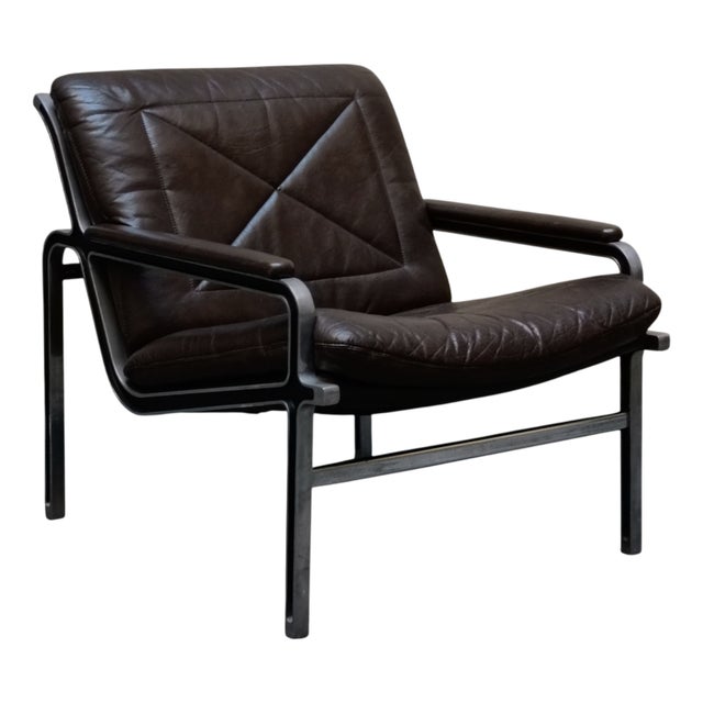 Vintage Aluline Leather Chair by Andre Vandenbeuck for Strassle International, 1960s For Sale