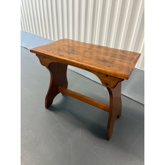 Vintage Vermont Solid Maple Wooden Bench/ Side Table For Sale - Image 4 of 12