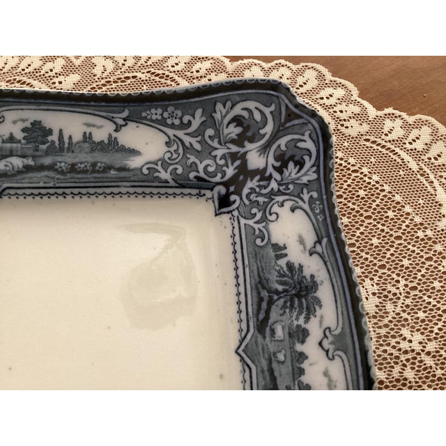 Rare Antique Ford & Sons "Verona" Flow Blue Meat Serving Platter-Bruslem England-Cows For Sale - Image 4 of 13