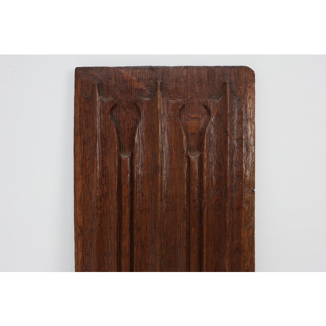 Antique Gothic Linenfold Panel in Carved Oak, 1500s For Sale - Image 6 of 10