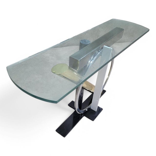 Modern Kaizo Oto Design Institute America Style Glass Top Console Table For Sale In Chicago - Image 6 of 7