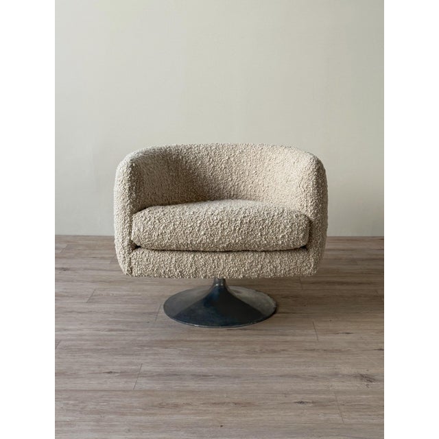 Mid 20th Century Wool Bouclé Swivel Chair Attributed to Milo Baughman for Thayer Coggin For Sale - Image 5 of 12