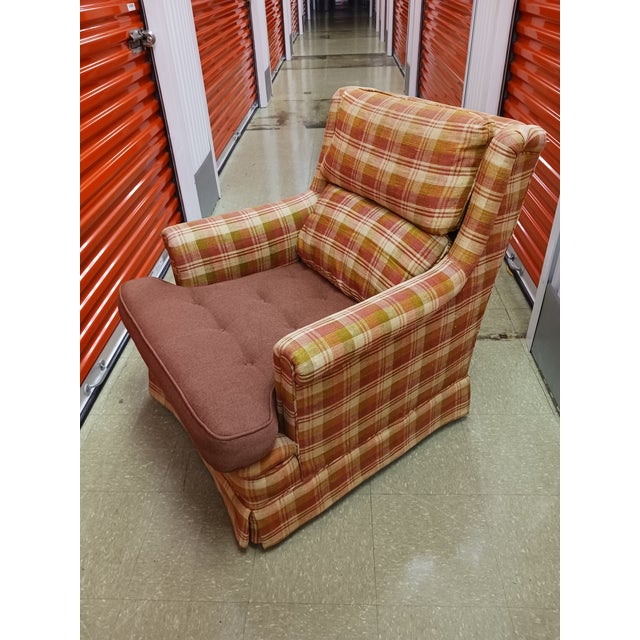 1961 Mid-Century Henredon Plaid Lounge Chair - Project Piece For Sale - Image 6 of 13