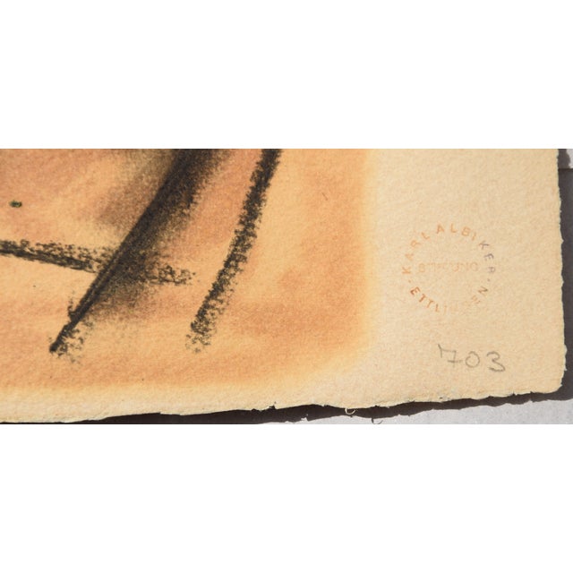 Walter Becker, Women in a Train Compartment, Verso: Portrait of a Woman, 1946, Gouache and Oil on Handmade Paper For Sale - Image 13 of 15