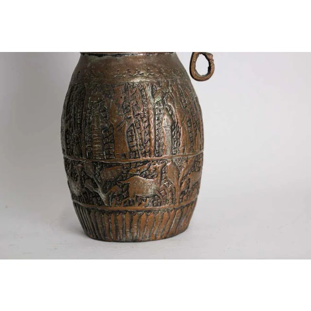 Antique Middle Eastern Islamic Tinned Copper Ewer For Sale - Image 4 of 13
