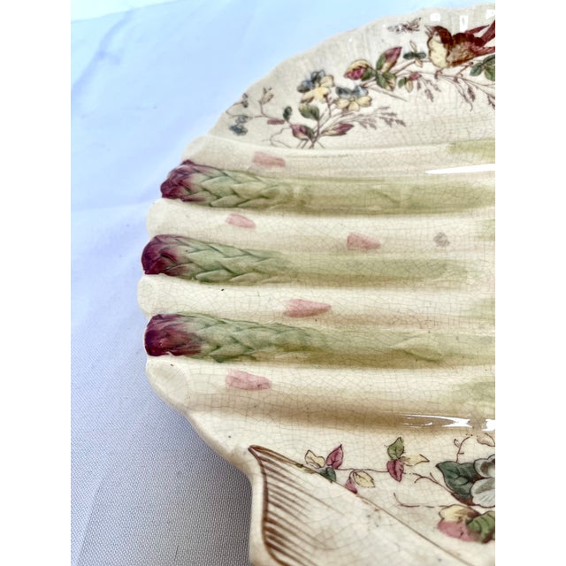 1890s English Majolica Shell Shape Asparagus Plate For Sale In Dallas - Image 6 of 12