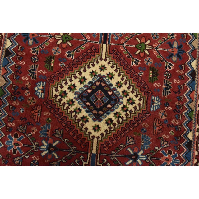 Textile Yalameh Runner 2’9” X 9’9” Red Wool Vintage Tribal Hand-Knotted Rug For Sale - Image 7 of 13