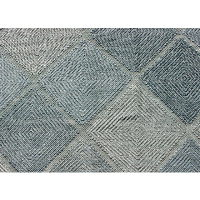 Keivan Woven Arts Hand-Woven Scandinavian Rug, Wool, Blue & Green 9'1 X 12'11 For Sale - Image 9 of 11