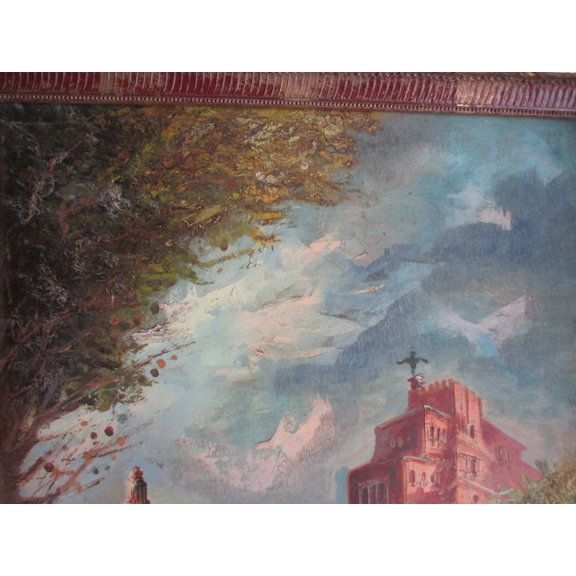 Vintage Painting on Canvas of St. Peter's Basilica in Gold & Red Frame For Sale - Image 11 of 18