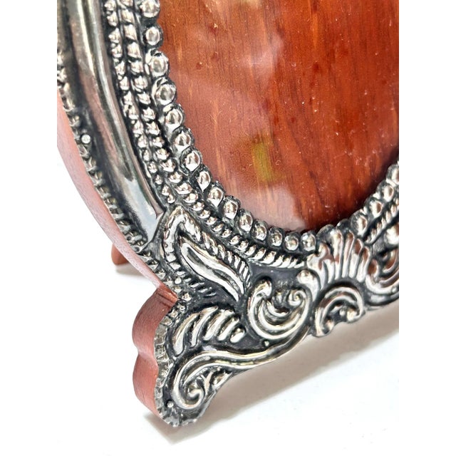 1940s 925 Sterling Silver Repoussé Oval Frames, Pair For Sale - Image 10 of 12