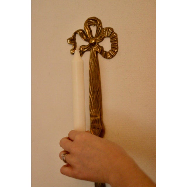 Mid-Century French Brass Bow Sconces, Set of 2 For Sale - Image 6 of 10