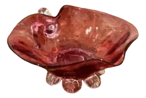 Antique Victorian Cranberry Glass Sauce Bowl, 1860