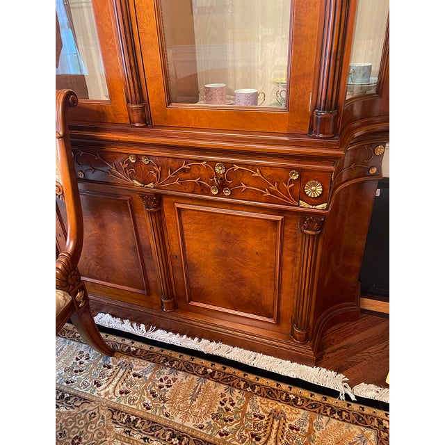 Beautiful Dining Room Table With 6 Chairs, 2 Arm Chairs and Breakfront For Sale In New York - Image 6 of 15
