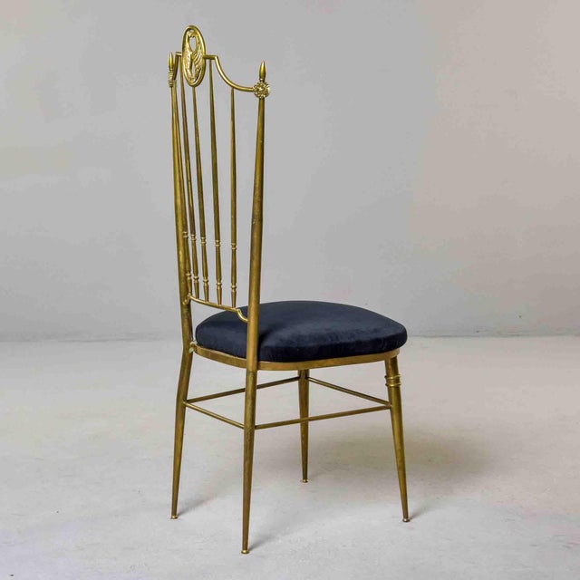 Italian Brass High-Back Chiavari Side Chair With Cast Wing Crest For Sale In Detroit - Image 6 of 9