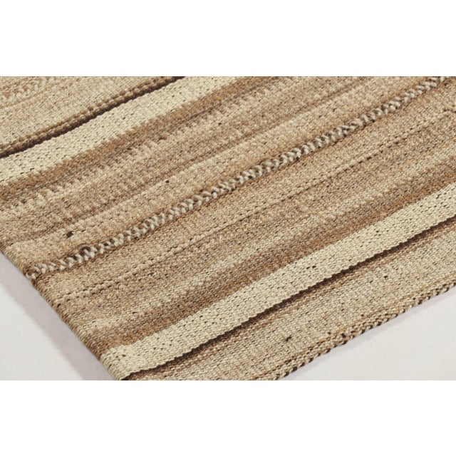 Traditional Vintage Persian Bidjar Kilim, Tonal Stripe Square in Beige and Taupe - Rug & Kilim For Sale - Image 3 of 7