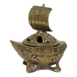 Japanese Bronze Incense Burner - Sailing Ship - Vintage For Sale