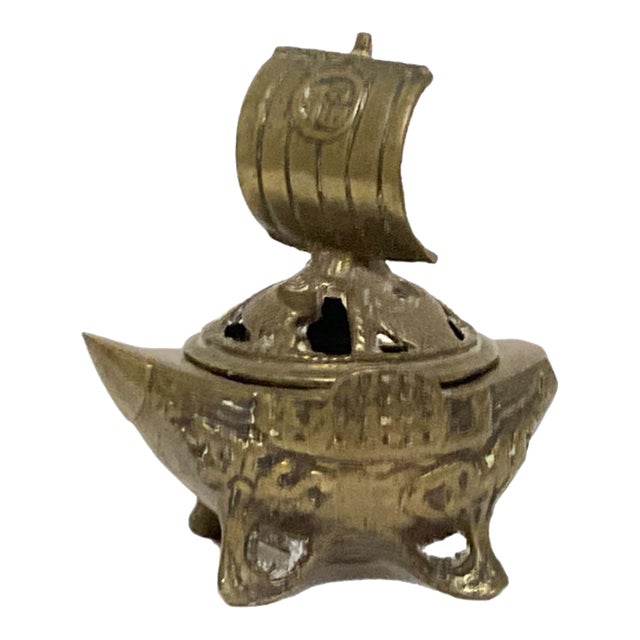 Japanese Bronze Incense Burner - Sailing Ship - Vintage For Sale