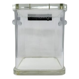 Mid 20th Century Wilardy Clear Lucite Ice Bucket With Hinged Lid and Chrome Accents For Sale