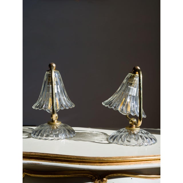 1950s Mid-Century Murano Glass Bedside Lamps from Barovier & Toso, 1950s, Set of 2 For Sale - Image 5 of 13