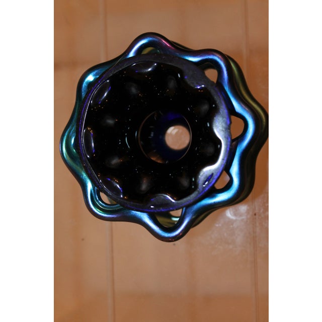 Glass Art Deco Era Authentic Steuben Blue Bud Flower Piece For Sale - Image 7 of 8