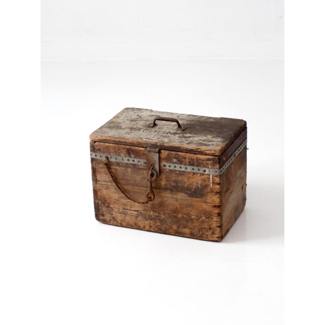 Antique Primitive Industrial Wood Storage Box For Sale - Image 15 of 16