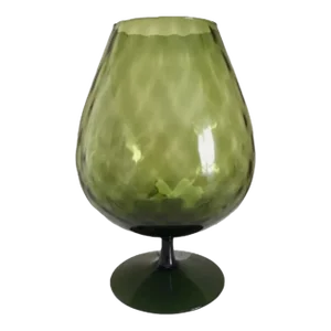 1950s Mid-Century Hand Blown Empoli Italy Olive Green Vase