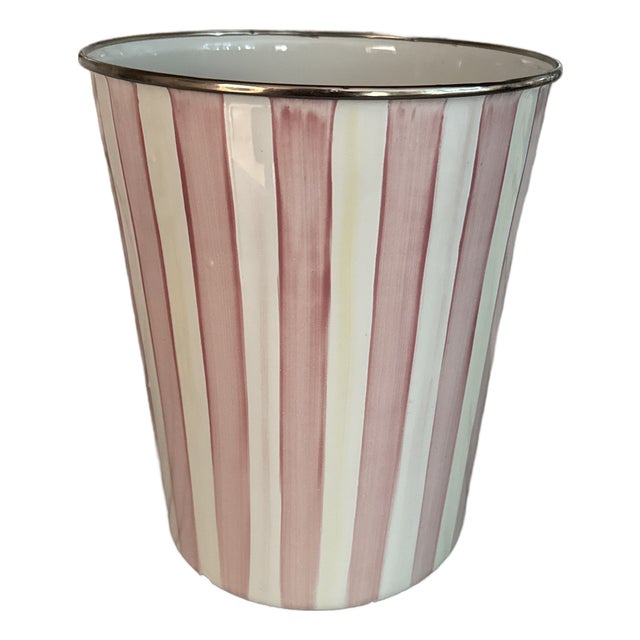 McKenzie Childs Enamel Wastebasket For Sale