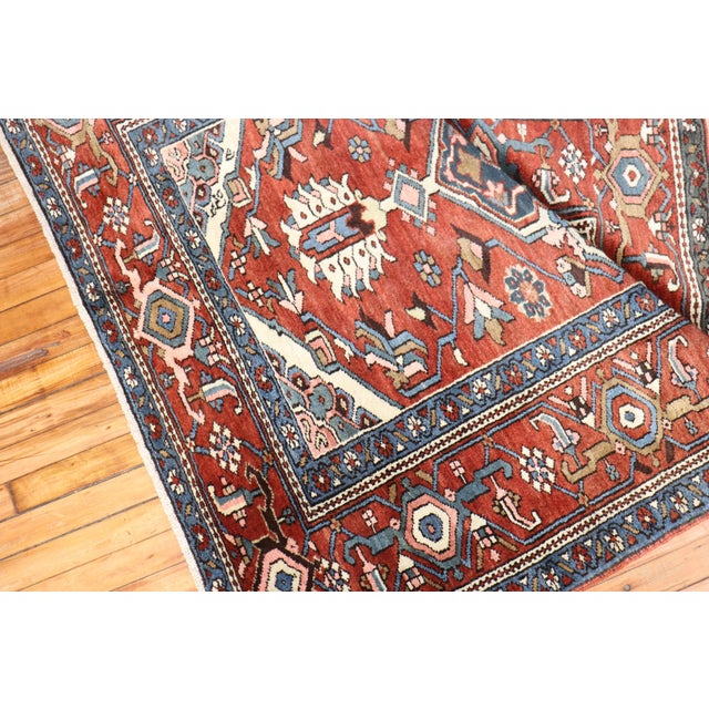 Antique Zabihi Collection Traditional Persian Heriz Serapi Rug - 4'7" x 6'4" For Sale - Image 9 of 9