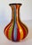 Late 20th Century Late 20th Century Badash Hand Blown Art Glass Rainbow Stripe Vase Black Rim 9" Colorful For Sale - Image 5 of 10