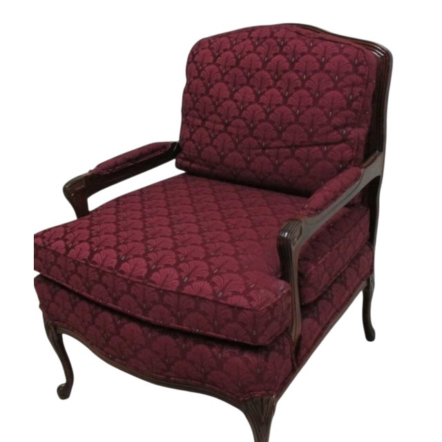 1980s 1980s Hickory White French Country Carved Living Room Arm Lounge Chair For Sale - Image 5 of 10