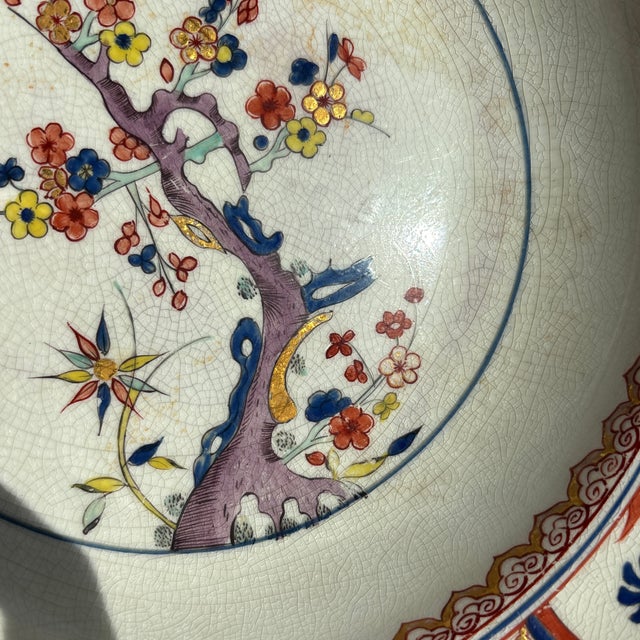 Antique English Hand-Painted Floral Porcelain Bowl With Gilt Rim For Sale - Image 11 of 11