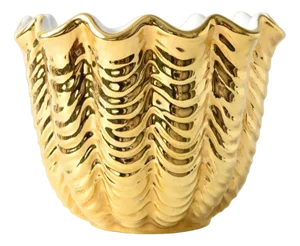 Vintage Italian Ceramic Gold Shell Plant Pot, 1960s