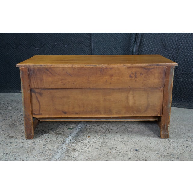 Antique Victorian Oak Two Drawer Lowboy Dresser Blanket Chest Tv Console Bench 43" For Sale - Image 16 of 17