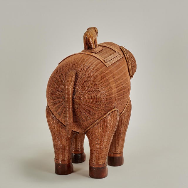 Chinese Vintage Chinese Wicker Elephant Box From the Shanghai Collection For Sale - Image 3 of 14