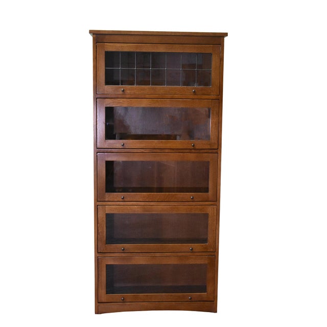 Mission Craftsman Style Oak Barrister Bookcase - 5 Stack - Micheal Cherry For Sale - Image 11 of 18