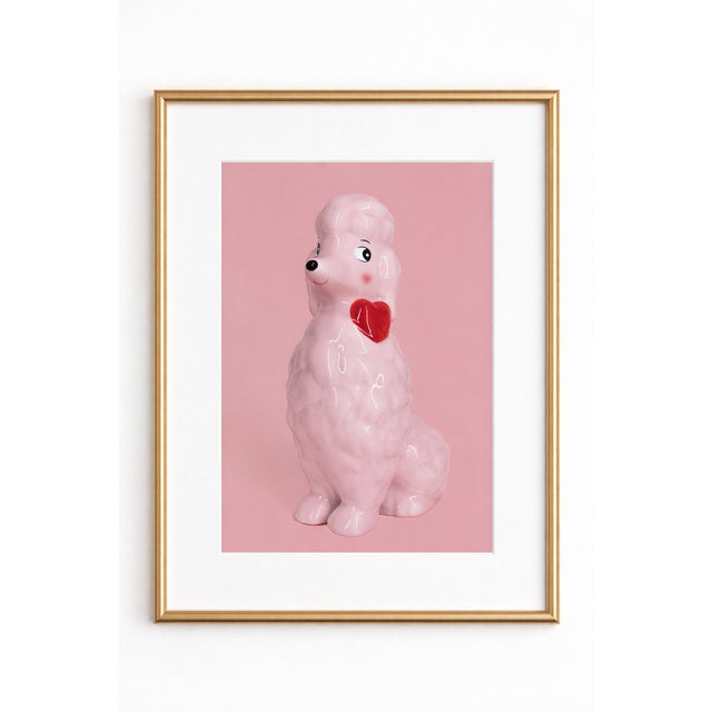 Contemporary Pink Ceramic Poodle With Heart Contemporary Dog Still Life Photograph, 16x20 In For Sale - Image 3 of 4