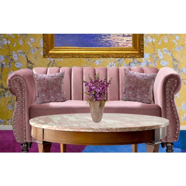 Modern Krosno Jozefina Art Glass White Exterior Dark Pink Interior Ruffled Vase For Sale - Image 3 of 10