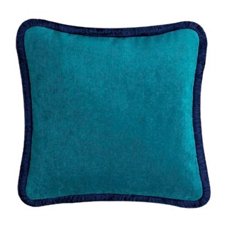 Happy Pillow in Teal and Blue Night from Lo Decor For Sale