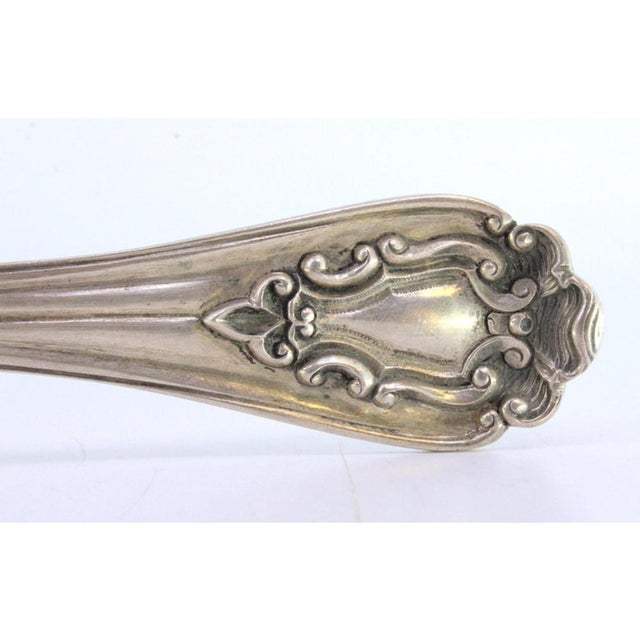 Silver Rice and Serving Spoon with Raised Handle Grooves and Monogram Card For Sale - Image 4 of 9