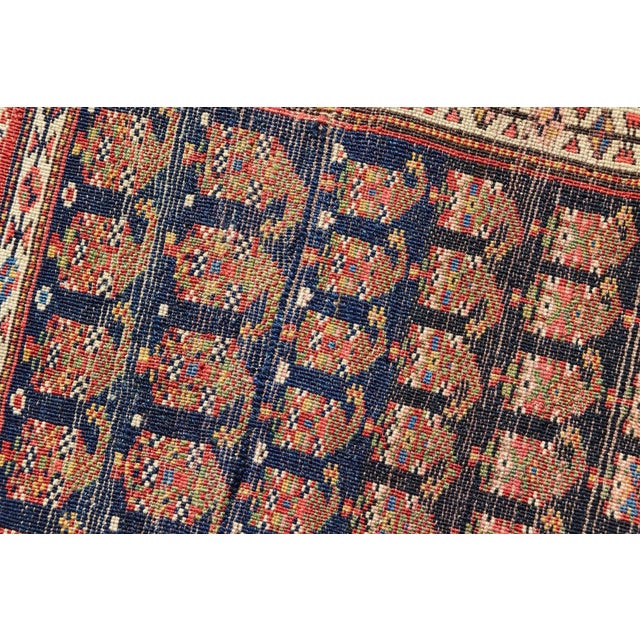 Antique Kurdish Gallery Runner in All-Over Geometric Design on a Blue Background For Sale - Image 11 of 11