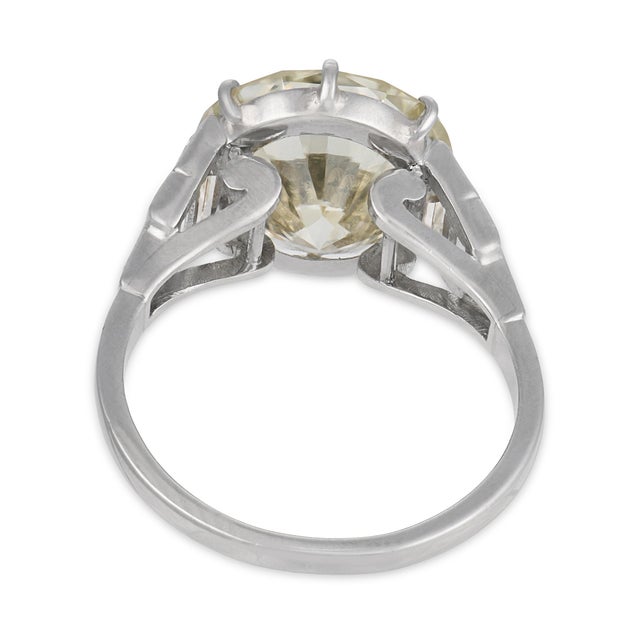Mid Century Gia 6.29 Carat Diamond Platinum Engagement Ring, Size 7.25 For Sale In Los Angeles - Image 6 of 8