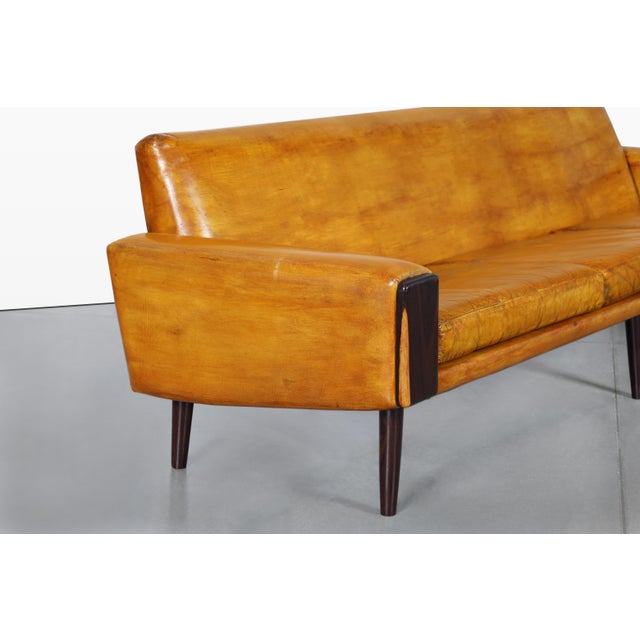 Mid-Century Modern Brazilian Rosewood and Leather Sofa, 1960s For Sale - Image 4 of 13