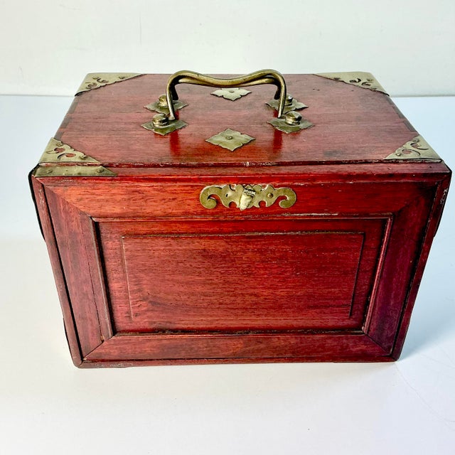 Late 19th C. Antique Chinese Boho Chic Chinoiserie Mahjong Game Set, Rosewood & Brass Box. For Sale - Image 13 of 15
