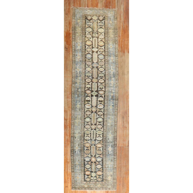 Antique Zabihi Collection Wide Persian Heriz Runner - 3'7" x 15'9" For Sale - Image 10 of 11