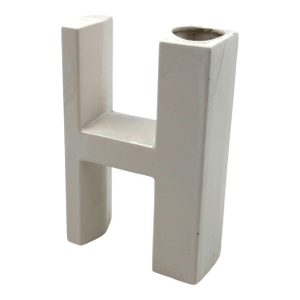 Space Age White H Letter Shaped Ceramic Solifleur Vase, Marcel Radureau Ca. 1970