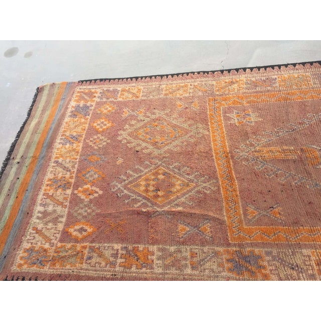 1940 authentic Handwoven vintage Moroccan Berber Tribal rug.Midcentury Moroccan area rug with tribal geometric...
