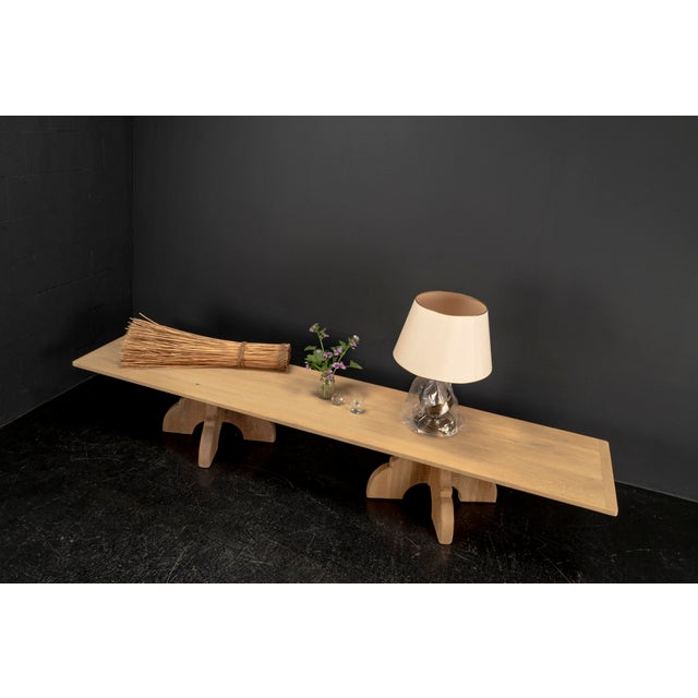 1960s Brutalist Table Handcrafted Soaped Oak Bench, 1960s For Sale - Image 5 of 18