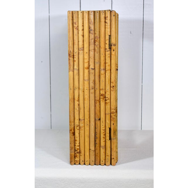 Vintage Bamboo Grasscloth Rattan Wall Cabinet With Mirror For Sale - Image 9 of 10